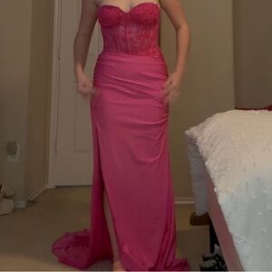 Elegant Pink Strapless Dress